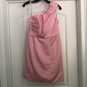 Pink One Shoulder Satin Bridesmaid Dress